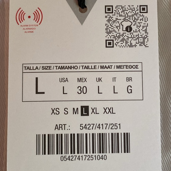 NWT. Zara Oyster-White Lyocell/Viscose Flowy Straight Leg Pants. Size L. - Picture 9 of 11